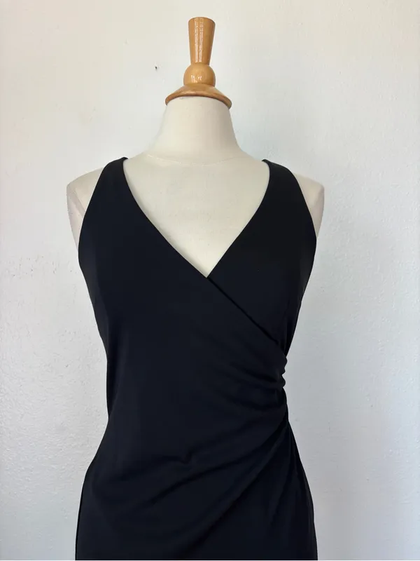 EXPRESS Vintage Late 90s Y2K Classic Black Wrap-Style Sleeveless Old Money Office Siren - Image 2