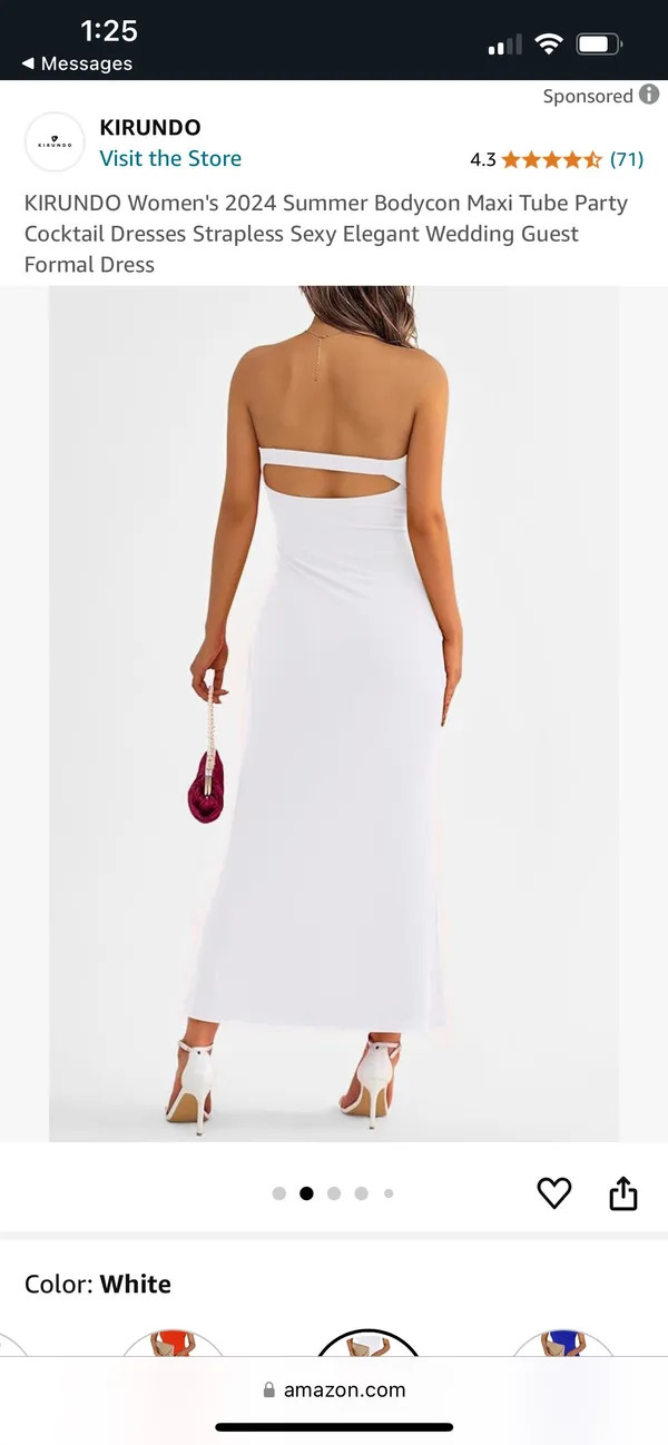 Amazon White Cocktail Dress - Image 3