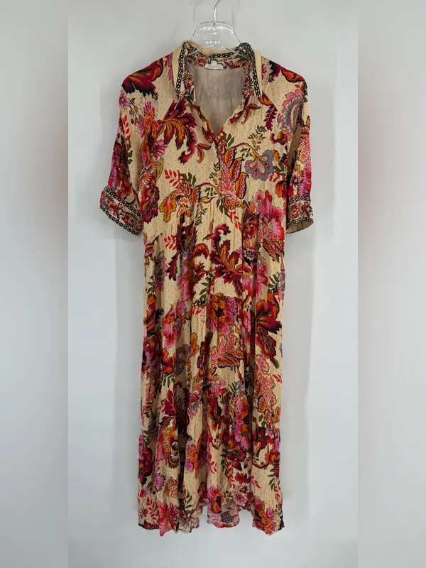 A‎ love a paisley print cream midi dress size medium - Image 2