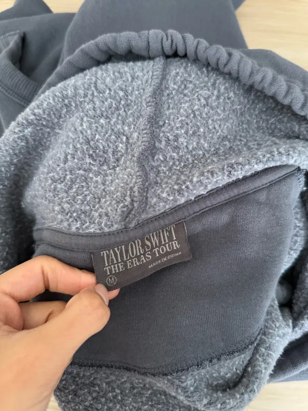 Taylor Swift Medium Eras Tour Hoodie Grey Pullover Lounge Minimal Comfy - Image 5