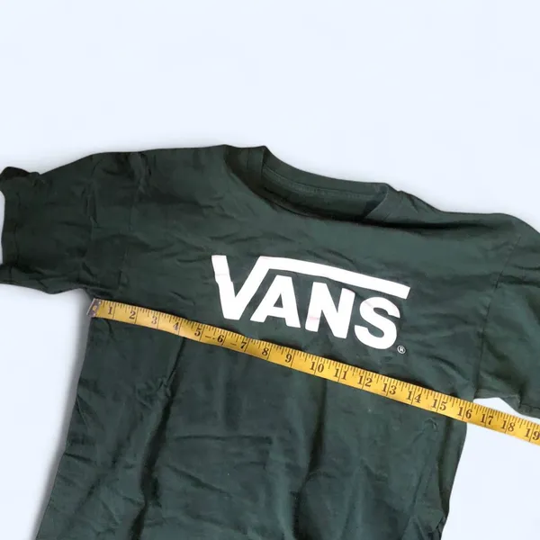 Vans green white graphic tee t-shirt top Size S #skateboarding skater streetwear Measurement in pics - Image 4