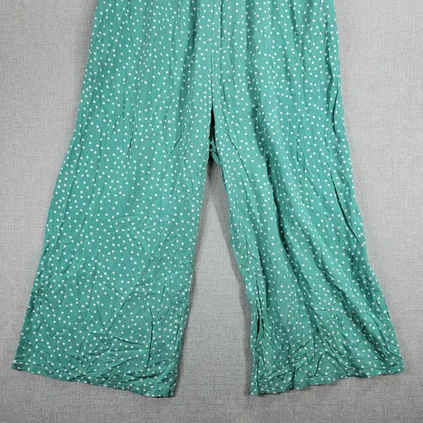 Angashion Womens Jumpsuit Large Green Polka Ruffles Strapless Smocked Wide Leg - Image 8