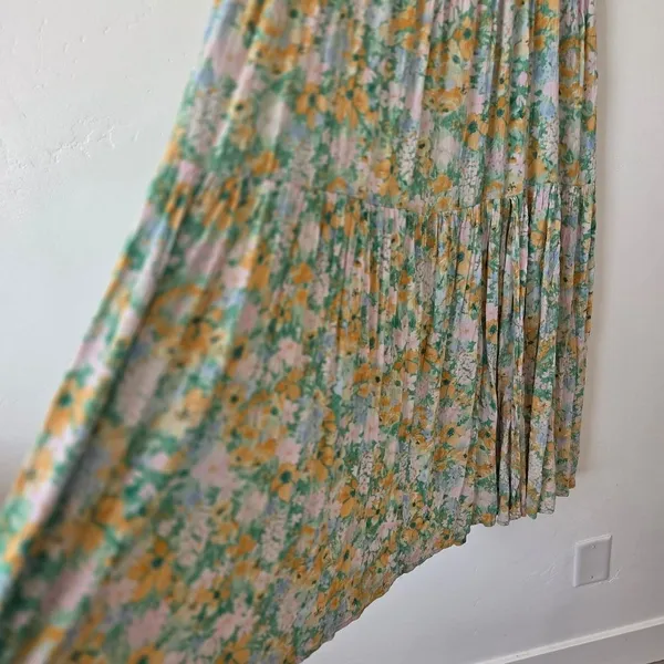Billabong X Sun Chasers Rave Maxi Skirt Pastel Floral Watercolor Tiered XL - Image 5