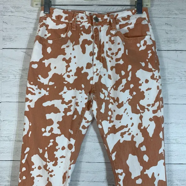 Sunland17 high rise cowhide flare with frayed hem jeans size Small - Image 3