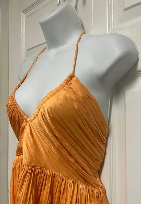 Old Navy Golden Aurora Shirred Satin Halter Top - Image 5