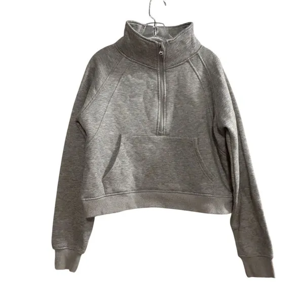 Women's M Gray Half Zip Pullover‎ Sweatshirt Kangaroo Pocket Size M - Image 2