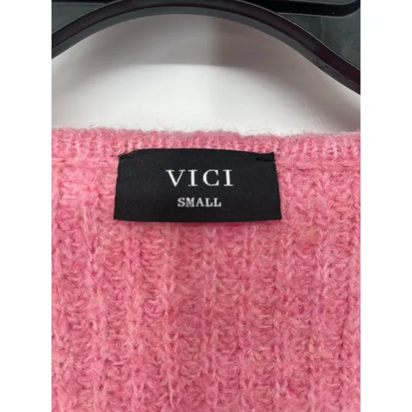 Vici Egremont V-Neck Crop Sweater Pedal Pink Wool Size Small‎ Oversize Boxy - Image 3