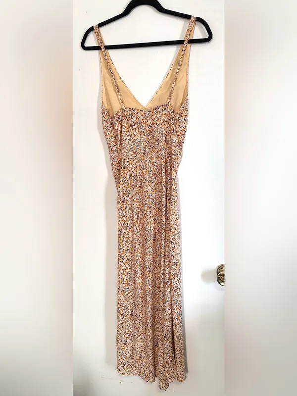 Abercrombie & Fitch Yellow Floral Midi Dress Small Tall - Image 6