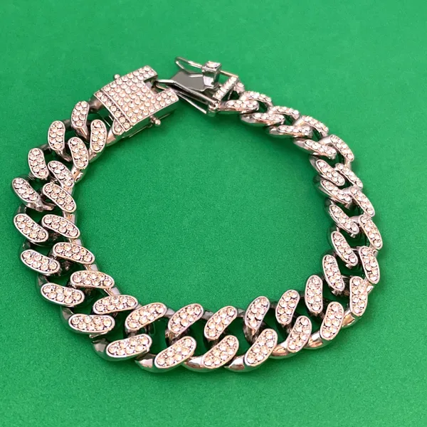Titanium Steel Link Chain Bracelet for Men Women,CZ Cubic Zirconia Punk Hip Hop Bracelet - Image 2