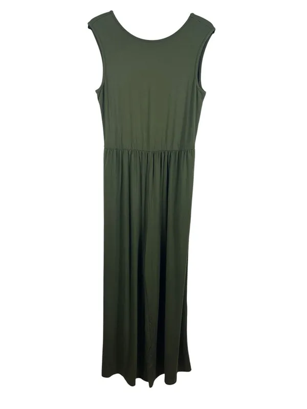 BTFBM Olive Green Jumpsuit Sleeveless Flowy M Minimalist Lounge Pocket NWT - Image 3