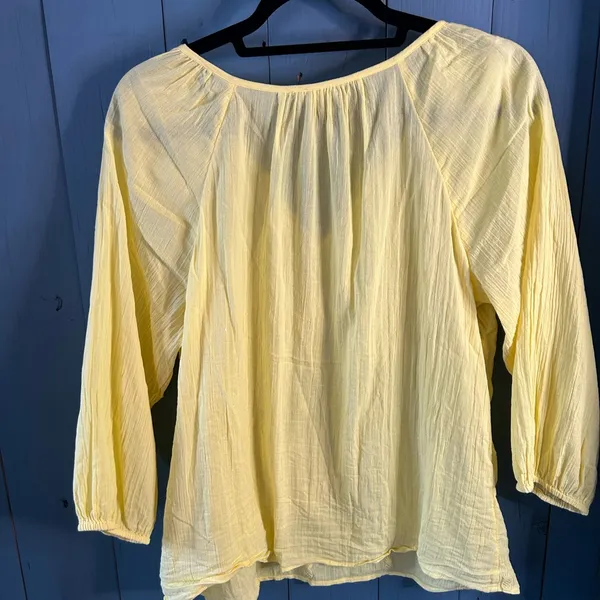 Talbots Light Yellow Women's Blouse - Pineapple Print | Size Large - Image 4