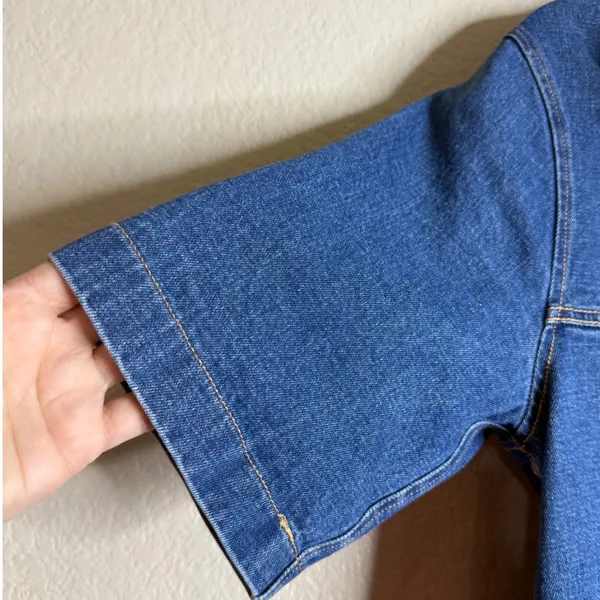 Abercrombie Fitch Womens S Blue Denim Shirt Dress Button Front Mini Short Sleeve - Image 6