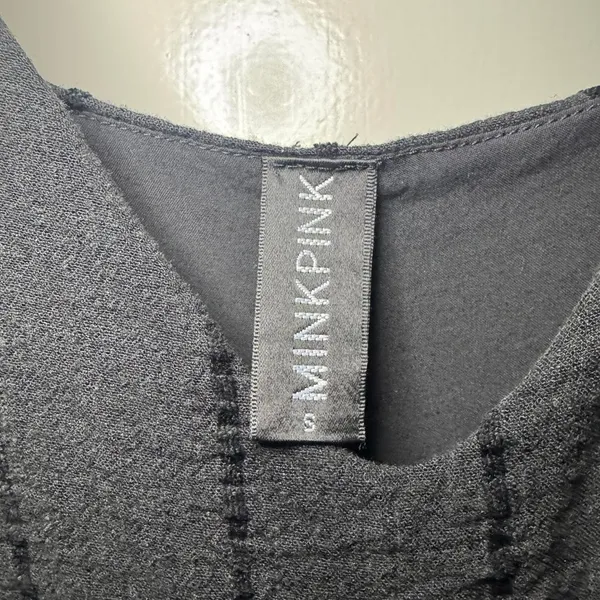 NEW MINKPINK Babydoll Flowy Boho Ruffle Tier Black Mini Dress — SMALL - Image 2