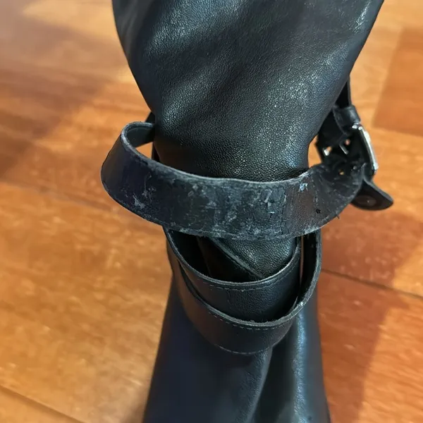 Stuart Weitzman soft Leather Round Toe Buckle‎ Moto Boots Women's size 7.5 - Image 12