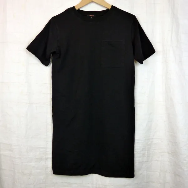 Quince Relaxed T-Shirt Dress Womens S Black Organic Cotton Pocket Casual - Image 5
