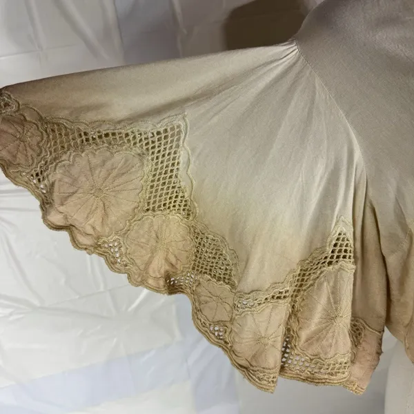 Surf Gypsy Crop Top M Boho Cowgirl Western Flutter Sleeve Coverup Ombré Neutral - Image 3