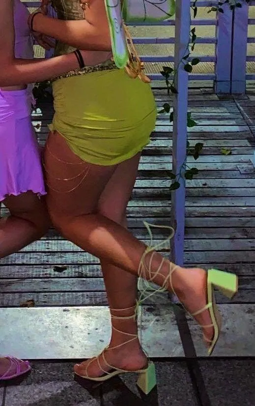 Green Strappy Heels Size 9 - Image 2