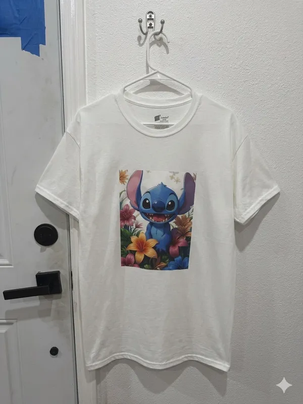 New white t-shirt animated stitch print - Image 3