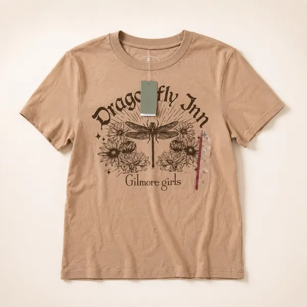 Gilmore Girls Dragonfly Inn Graphic T-Shirt Tan Cotton Short Sleeve XS NEW‎ - Image 4