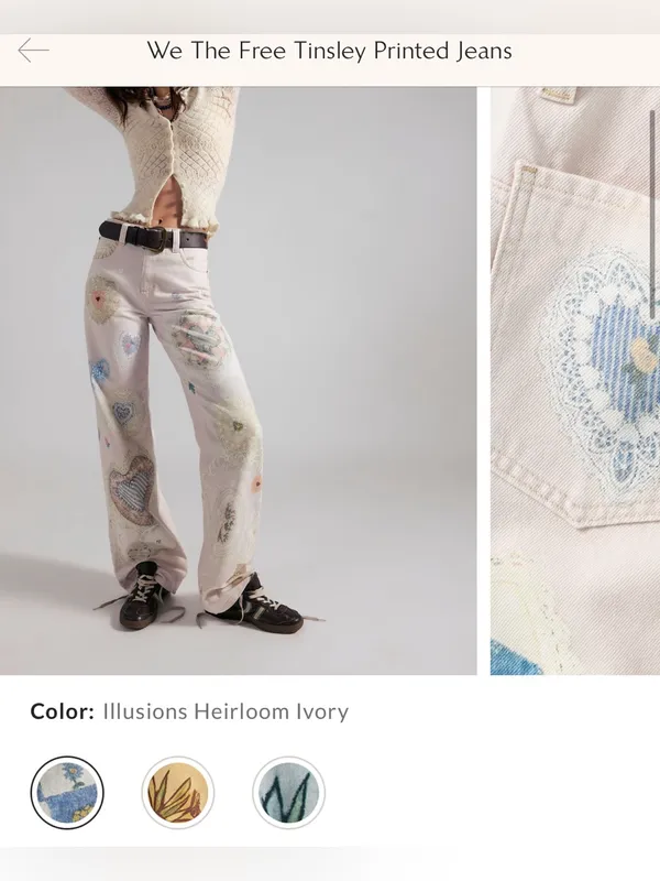 NWOT Free People We The Free Tinsley Printed Jeans Illusions Heirloom Ivory - 26 - Image 10