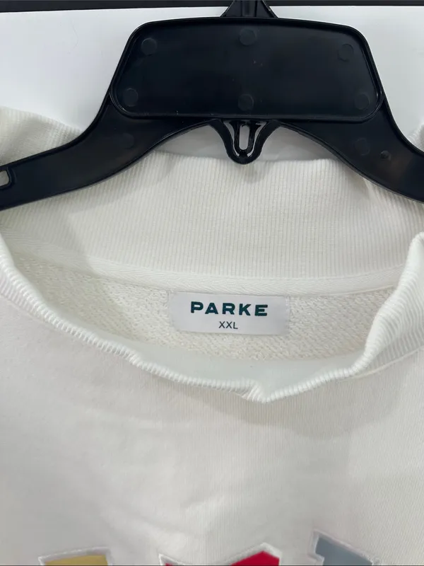 PARKE Summerland Mockneck Varsity Sweatshirt NEW Multi Colored White XXL - Image 5