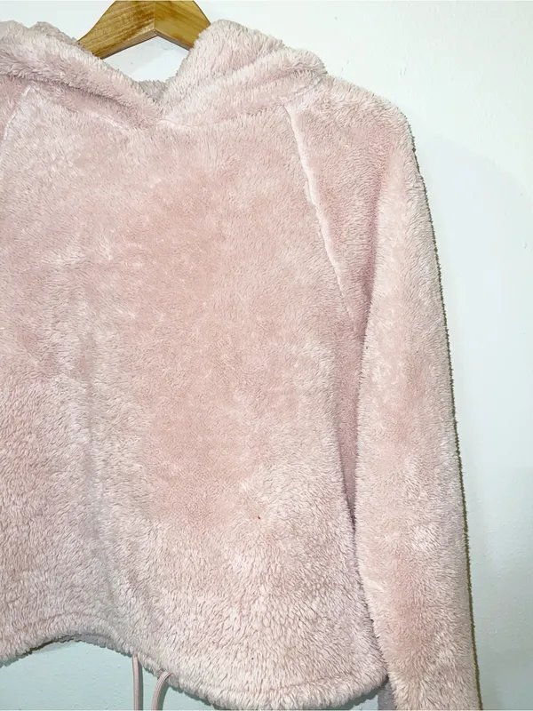 H&M Light Pink Fuzzy Kids Hooded Jacket - Image 2