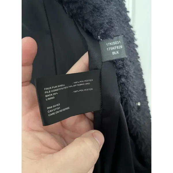 Kenneth Cole New York faux fur Teddy coat snaps closure size M Black - Image 9