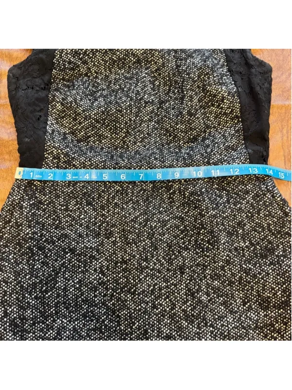 Women's J. Crew Lace and Tweed Wool Sheath Dress Size 0 Black and White - Image 11