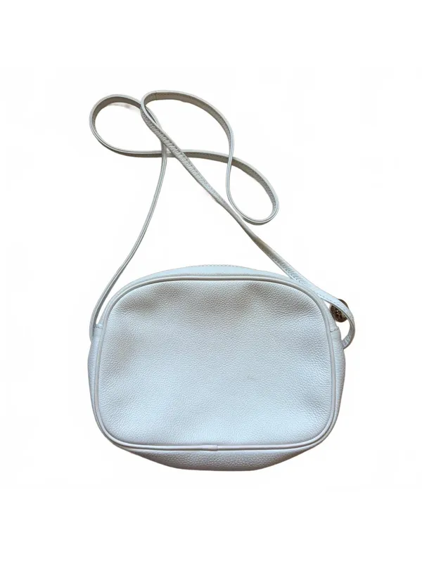 Longchamp Paris 1948 Pebbled Leather Crossbody Bag Purse Zip France White - Image 2