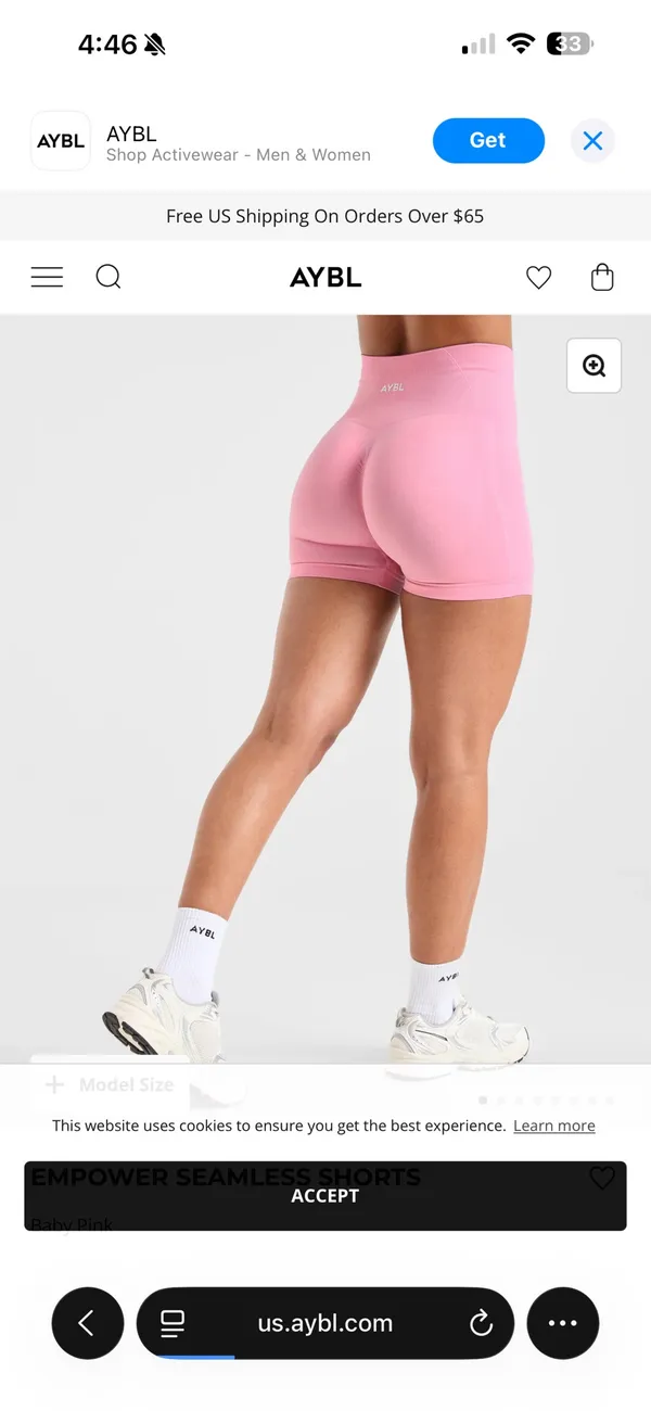 AYBL Empower Seamless Shorts Baby Pink - Image 2