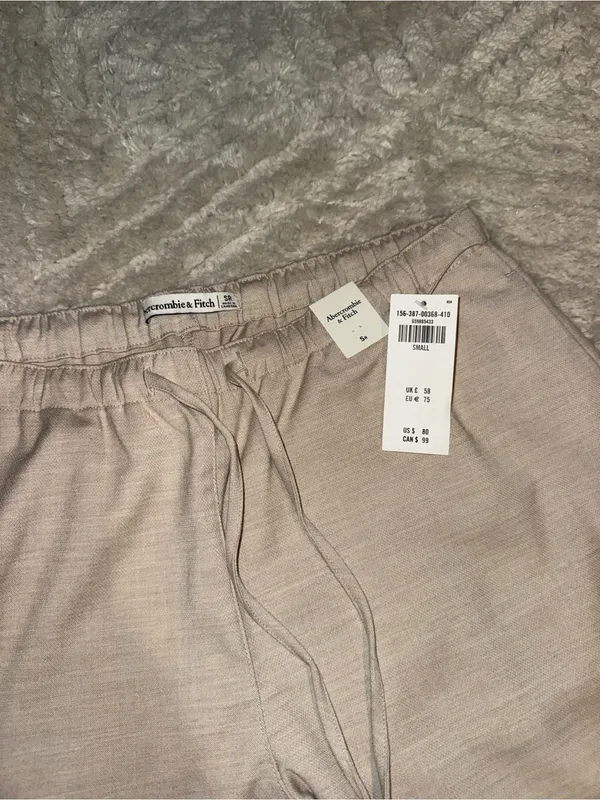 Abercrombie & Fitch Women's Wide-Leg Drawstring Pants - Beige - Image 2