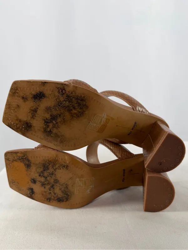 Dolce Vita Textured Double-Strap Block Heel Square Toe‎ Sandal Brown Size 8.5 - Image 8
