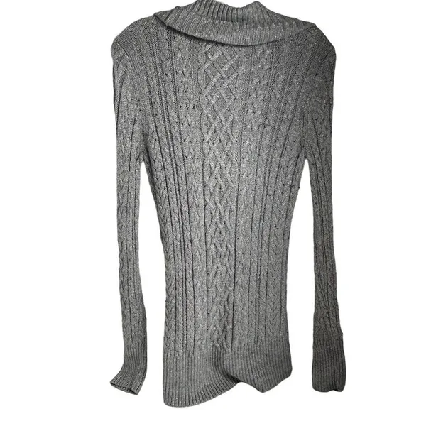 White House Black‎ Market Silver Gray Cable Knit Cowl Neck Sweater Size S - Image 9