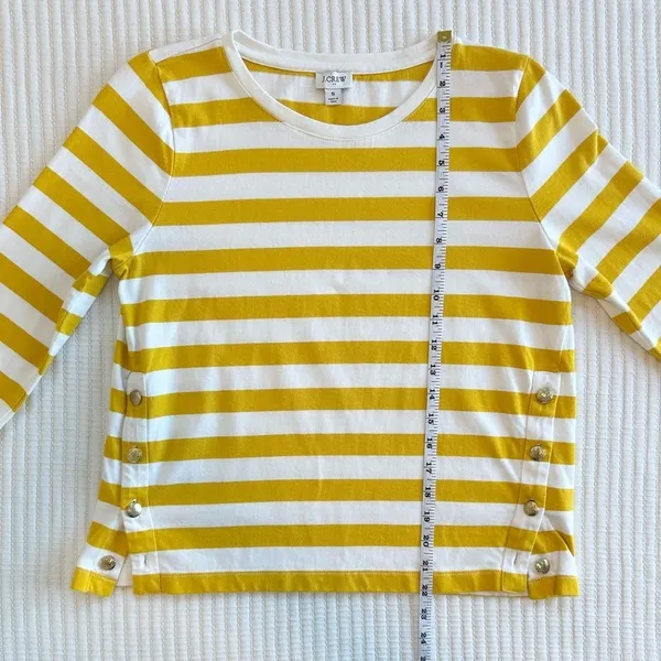 J. Crew Classic Striped Fisherman Long Sleeve Tee with Gold Buttons - Image 4