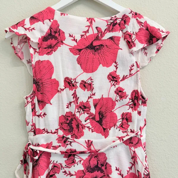 Free People French Quarter Wrap Mini Dress Cream Combo XS Floral Ruffle - Image 8