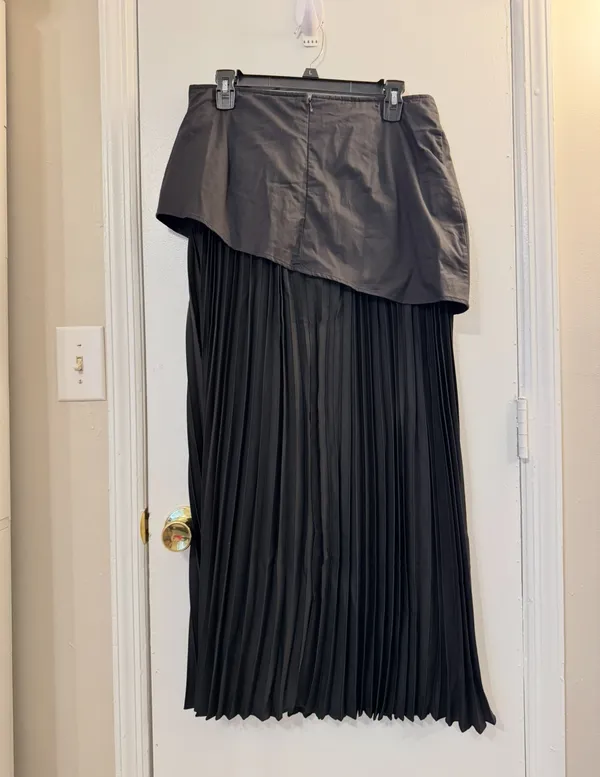 Commence Asymmetric Patchwork  Chiffon Pleated Maxi Skirt Size Large - Image 2