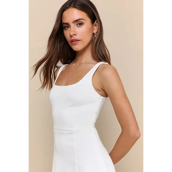 Lulus Always Admired White Sleeveless Mini Dress Ponte Stretch Knit XL NWT - Image 4
