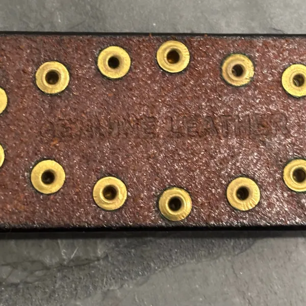 Chico's Brown Leather Belt With Brass Buckle & Rivets - One Size - Image 4