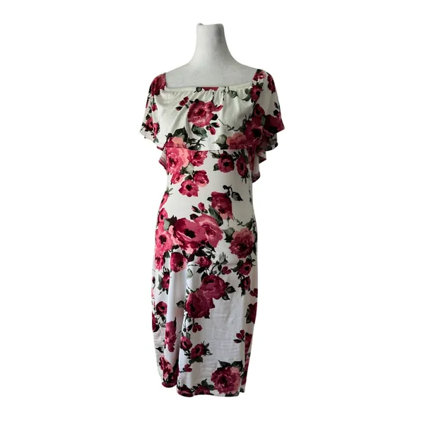 Vintage Y2K TMG White Floral Print Bodycon Mini Dress - Image 3