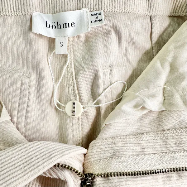 NEW Bohme High Waisted Belted Wide-Leg Cream Corduroy Trousers - Image 4