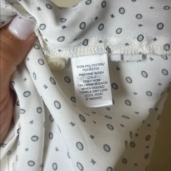 LOFT Beige Blouse with Black Dots - Image 7
