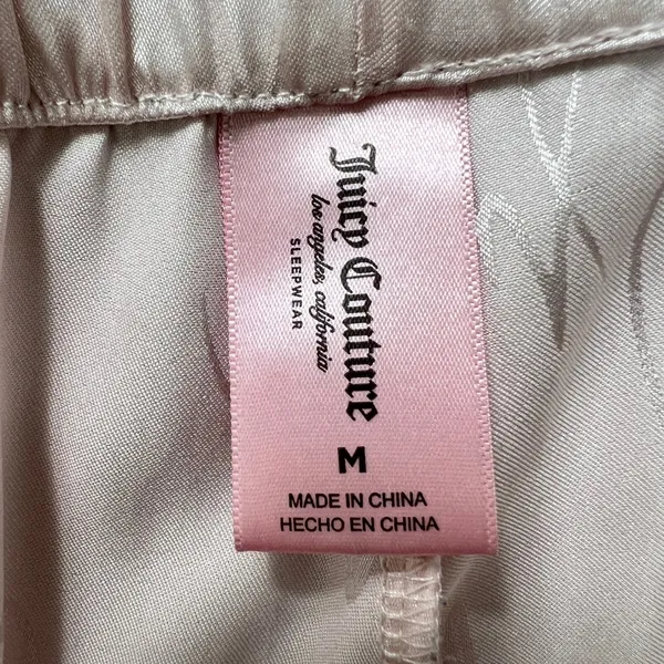 Juicy Couture Satin‎ Pink Logo Pajama Set Medium Sleepwear Cami & Pants Lounge - Image 5