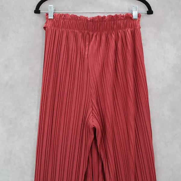 Pink Stripe Belted Wide Leg‎ Boho Pull On Straight Leg Trousers Pant S Small - Image 6