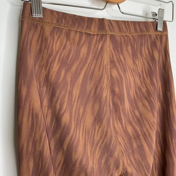 House of CB Erin Mesh Chocolate Brown Print Flare Pants Womens Small - Image 16