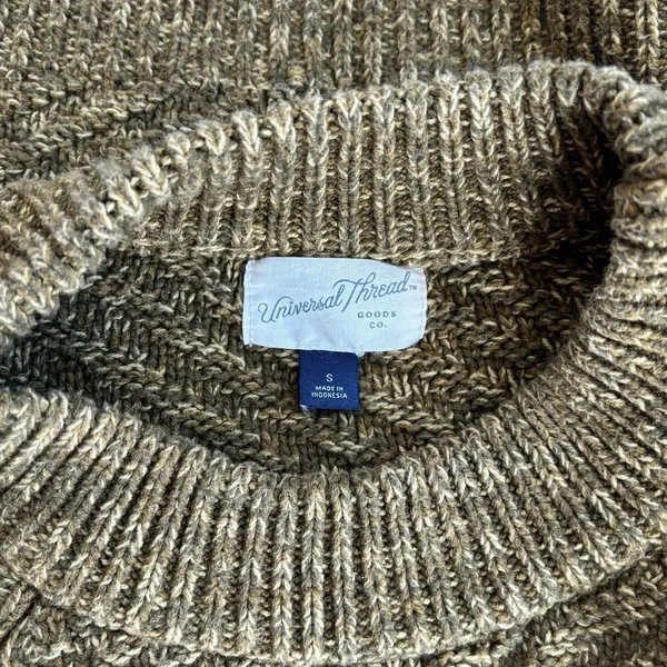 Target Universal Thread Chunky Knit Moss Green Pull Over Sweater Cotton Small - Image 4