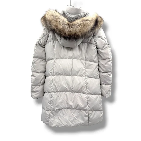 Eddie Bauer Lodge Cascadian Down Parka Womens Small Gray Fur Trim Hood‎ Coat - Image 2