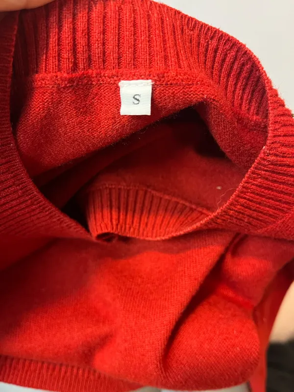 Título: Red Cropped Knit Sweater Crewneck Long Sleeve Size S - Image 2