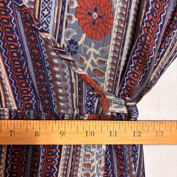 Patrons of Peace Maxi Dress Womens S Blue Floral Faux‎ Wrap Festival Boho - Image 11
