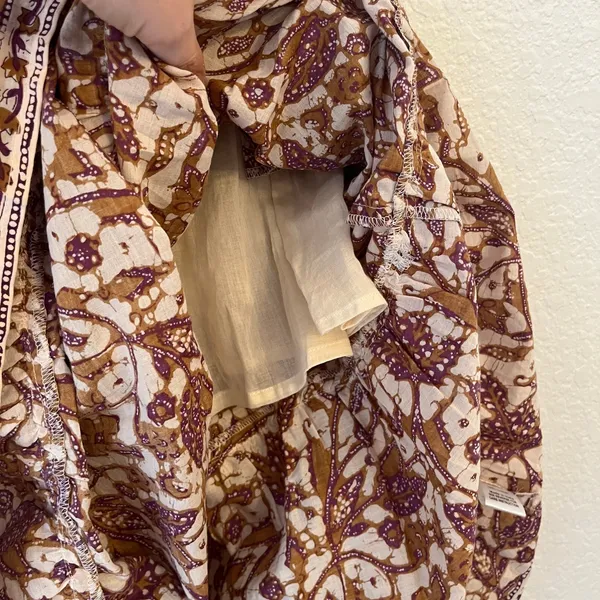 Anthropologie Love the Label Maxi Dress S Cottagecore Smocked Tiered Block Print - Image 11