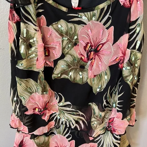 NWT‎ Raga small women’s floral dress beaded - Image 2